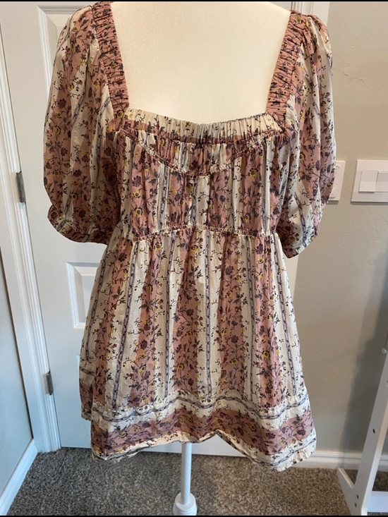 Free People Tops - Free People Floral Peasant Babydoll Top | Blush Multi | Size M | NWOT